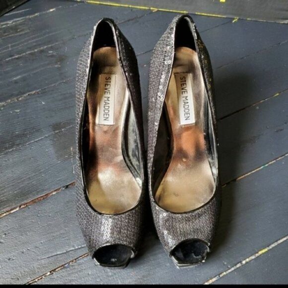 Steve Madden Black Sequin Heels KARRO - Picture 8 of 8